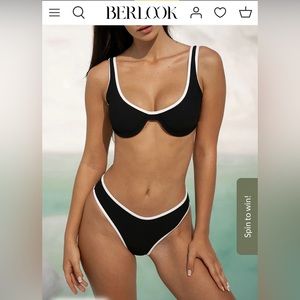 BERLOOK bikini- black and white - never worn NWT